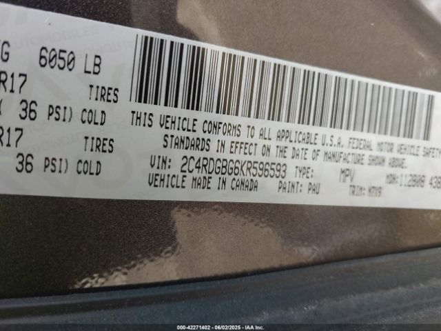 2C4RDGBG6KR596593 Dodge Grand Caravan Se Plus