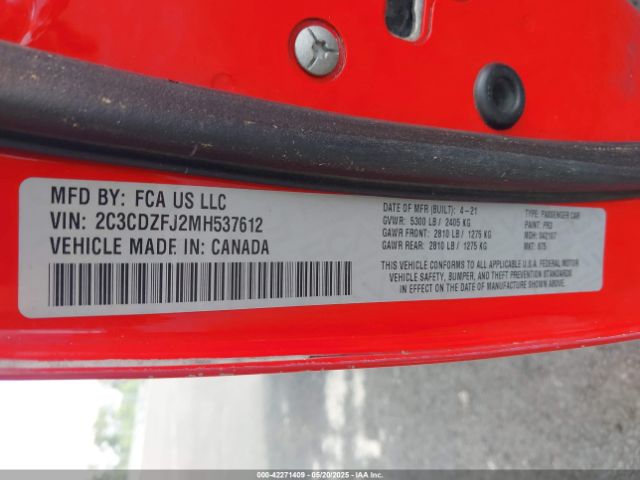 2021 DODGE CHALLENGER 2C3CDZFJ2MH537612 Photo 8