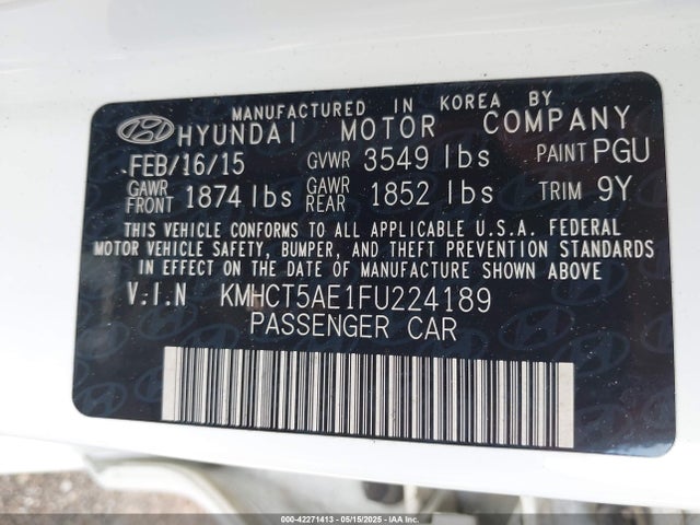 KMHCT5AE1FU224189 Hyundai ACCENT GS