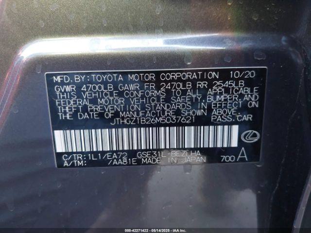JTHGZ1B26M5037621 Lexus 2gr-fks