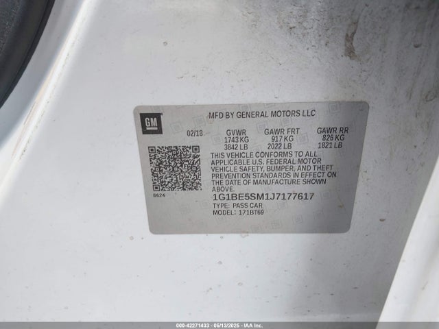 1G1BE5SM1J7177617 Chevrolet le2 -di: direct injection, vvt: variable valve timing, gen, alum