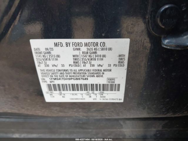 2023 FORD EXPLORER 1FMSK7DH9PGB87649 Photo 8