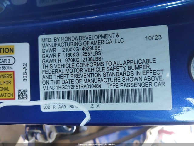 1HGCY2F51RA010484 Honda lfc5