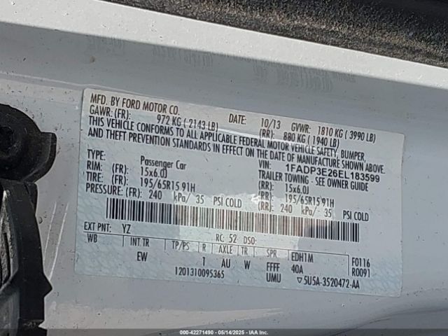 1FADP3E26EL183599 Ford FOCUS S