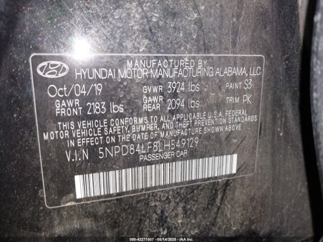 5NPD84LF8LH549129 Hyundai ELANTRA SEL