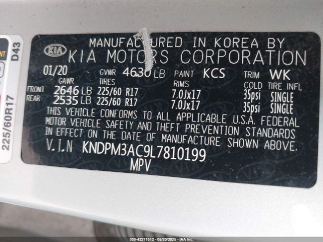 2020 KIA SPORTAGE KNDPM3AC9L7810199 Photo 8