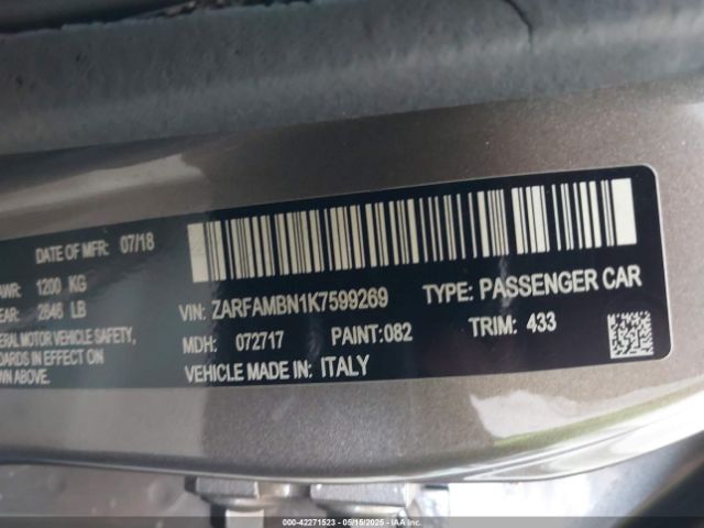 2019 ALFA ROMEO GIULIA ZARFAMBN1K7599269 Photo 8