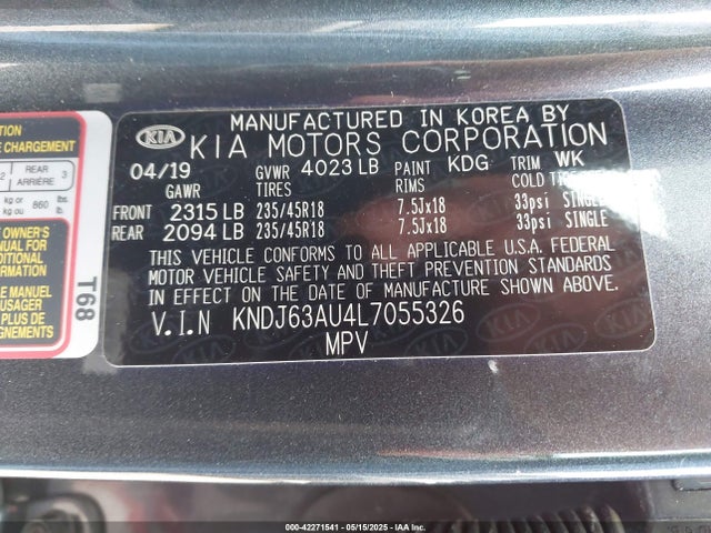 KNDJ63AU4L7055326 KIA mpi nu