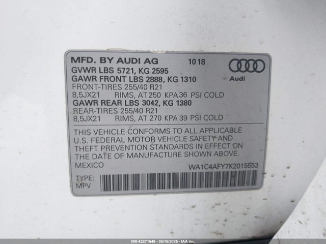 2019 AUDI SQ5 WA1C4AFY7K2015553 Photo 8