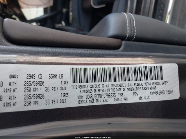 1C4RJECM8FC798335 Jeep Grand Cherokee Overland