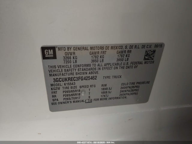 3GCUKREC3FG425462 Chevrolet l83 - vvt, active fuel management, aluminum
