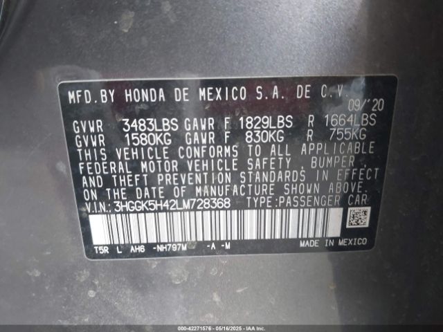 3HGGK5H42LM728368 Honda FIT LX