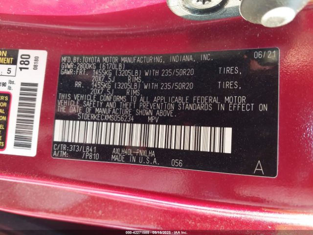 2021 TOYOTA SIENNA 5TDERKECXMS056234 Photo 8