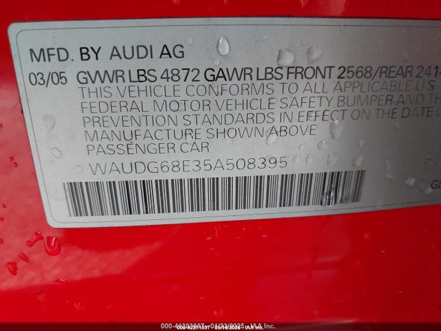 2005 AUDI A4 WAUDG68E35A508395 Photo 8