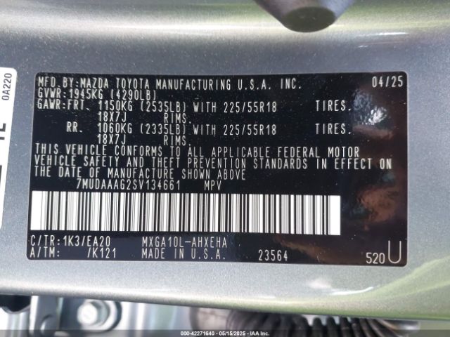 7MUDAAAG2SV134661 Toyota m20a-fks