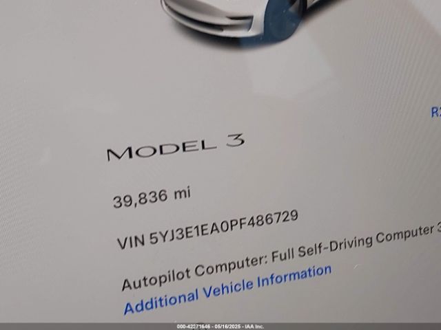 5YJ3E1EA0PF486729 Tesla Model 3 Rear-wheel Drive