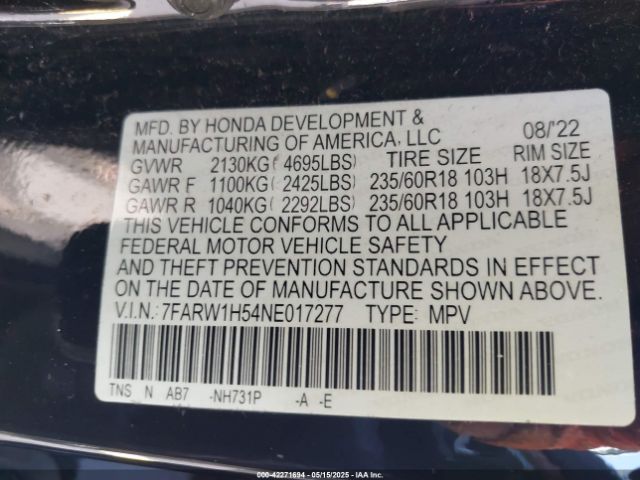 2022 HONDA CR-V 7FARW1H54NE017277 Photo 8