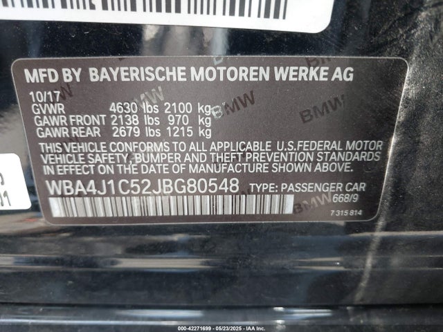 WBA4J1C52JBG80548 BMW 2018