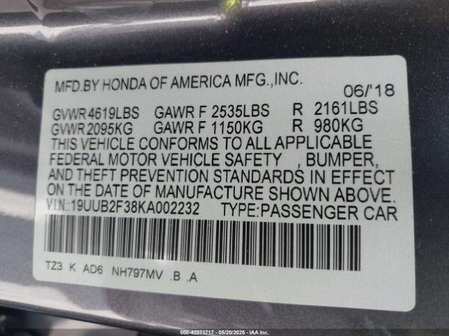 2019 ACURA TLX 19UUB2F38KA002232 Photo 8