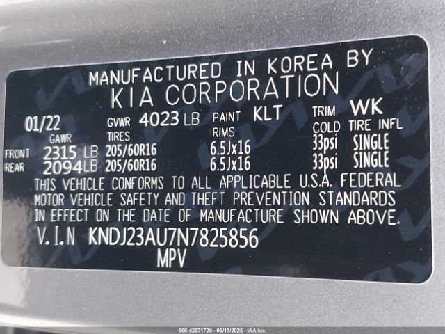 KNDJ23AU7N7825856 KIA SOUL LX