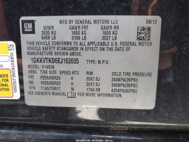 1GKKVTKD6EJ162605 GMC Acadia Denali