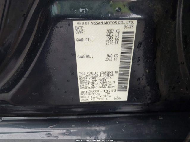 1N4BL3AP1JC219763 Nissan Altima 3.5 Sl
