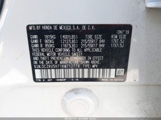 2019 HONDA HR-V 3CZRU5H71KM712778 Photo 8