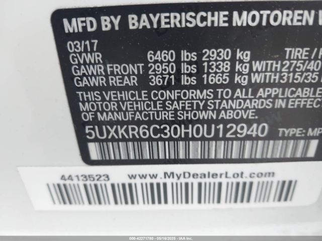 5UXKR6C30H0U12940 BMW X5 Xdrive50i