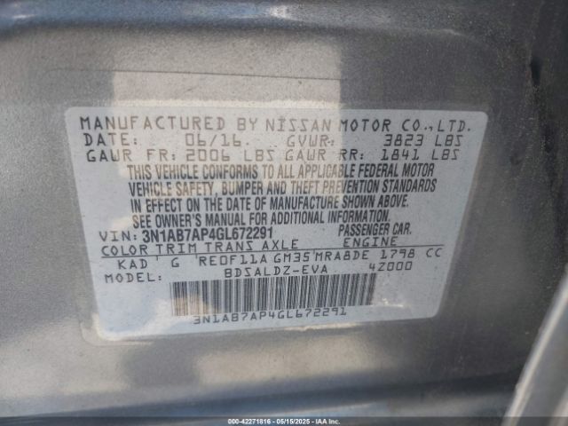 3N1AB7AP4GL672291 Nissan 2016