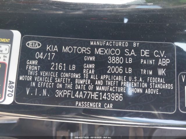 3KPFL4A77HE143986 KIA mpi nu