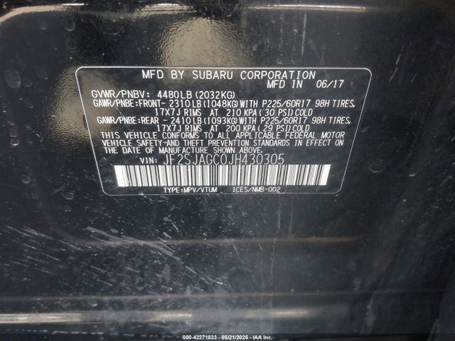 JF2SJAGC0JH430305 Subaru Forester 2.5i Premium