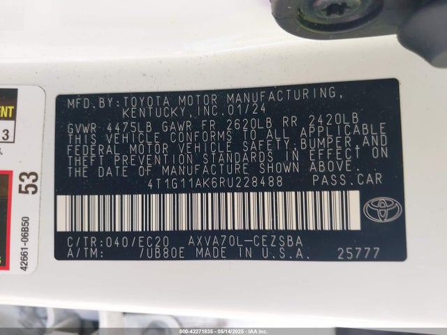 4T1G11AK6RU228488 Toyota a25a-fks