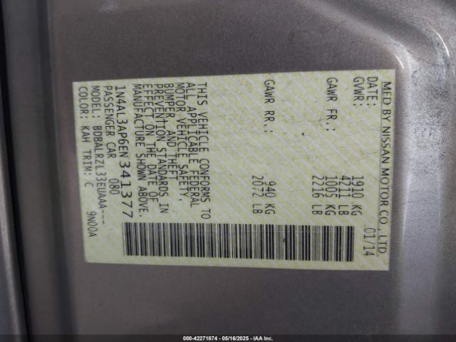 1N4AL3AP6EN341377 Nissan Altima