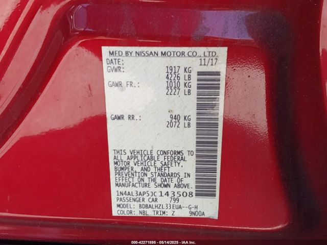 1N4AL3AP5JC143508 Nissan Altima 2.5 Sr