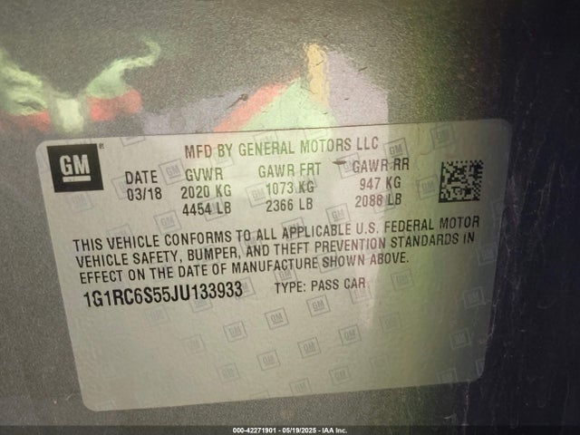 1G1RC6S55JU133933 Chevrolet VOLT LT