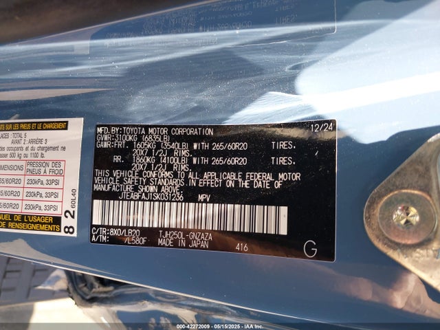 Toyota t24a-fts 2025 JTEABFAJ1SK031236 Image 9