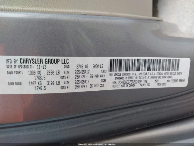 2C4RDGCG7ER212419 Dodge Grand Caravan Sxt