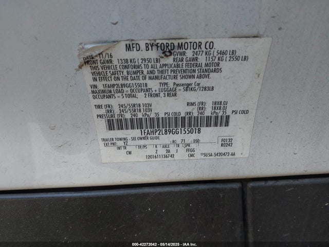 1FAHP2L89GG155018 Ford 2016