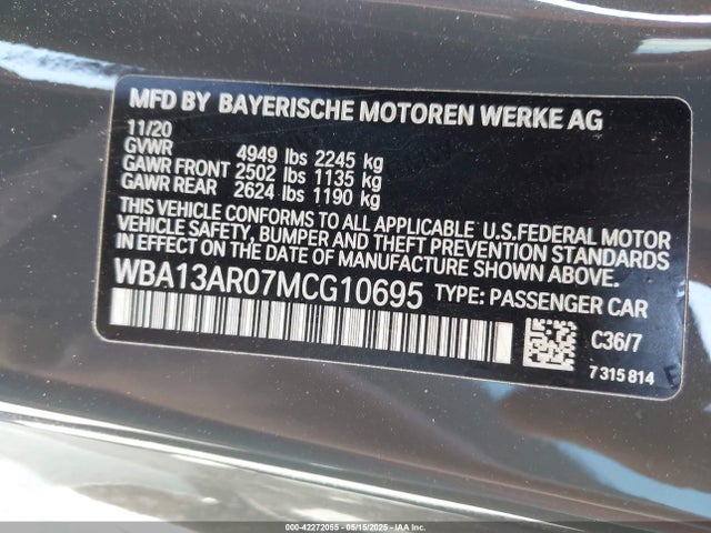 WBA13AR07MCG10695 BMW M440i Xdrive