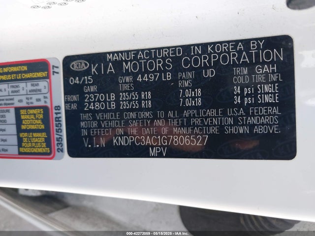 KNDPC3AC1G7806527 KIA Sportage Ex