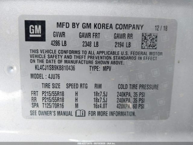 KL4CJ1SB9KB810436 Buick Encore Fwd Sport Touring