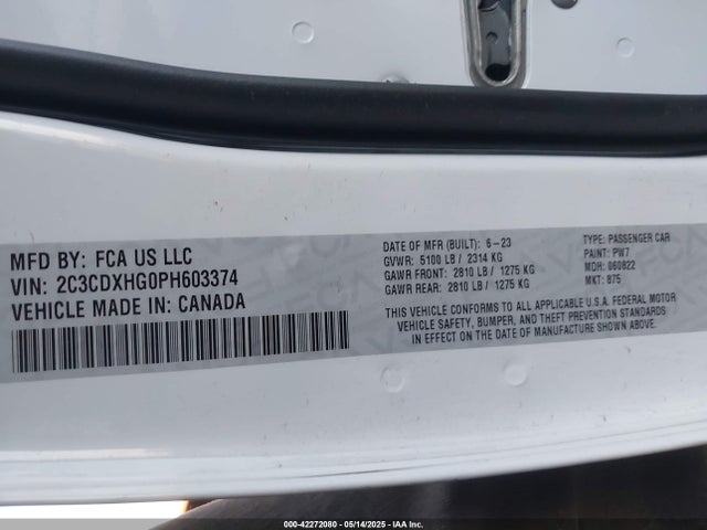 2C3CDXHG0PH603374 Dodge CHARGER GT
