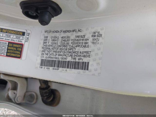 5J6RM4H99GL105340 Honda Cr-v Touring