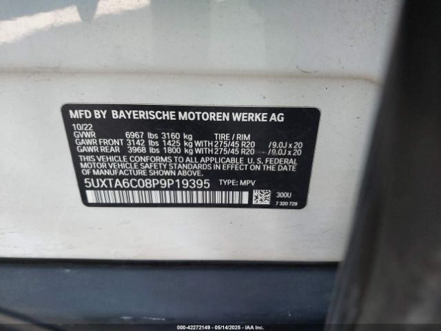 5UXTA6C08P9P19395 BMW X5 Phev Xdrive45e