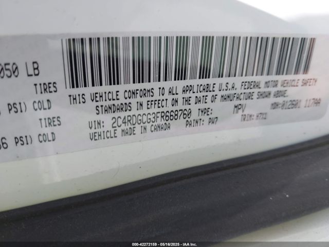 2C4RDGCG3FR668760 Dodge Grand Caravan Sxt