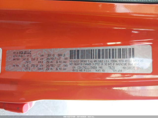 1C6HJTAG1LL154854 Jeep Gladiator