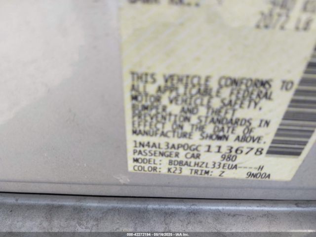 1N4AL3AP0GC113678 Nissan Altima 2.5 Sr