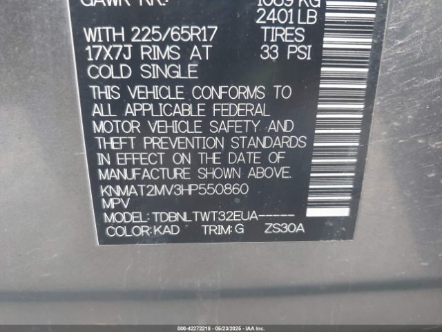 KNMAT2MV3HP550860 Nissan ROGUE SV