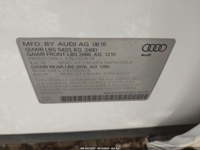 2016 AUDI Q5 WA1C2AFP4GA018226 Photo 8
