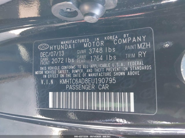 Продаж на аукціоні авто 2014 Hyundai Veloster Base W/red, vin: KMHTC6AD8EU190795, номер лоту: 42272228